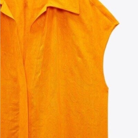 ZARA orange jacquard print full length jumpsuit size small - Picture 4 of 13